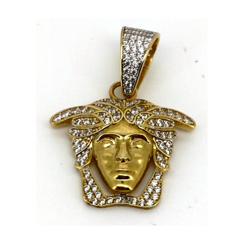 Medalla medusa circo blanca de oro 18k
